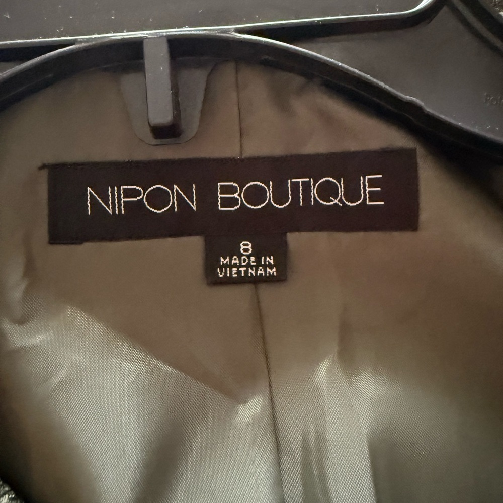 Nipon Boutique Vintage Olive Green Blazer with Brown Accents Size 8 - Picture 10 of 11